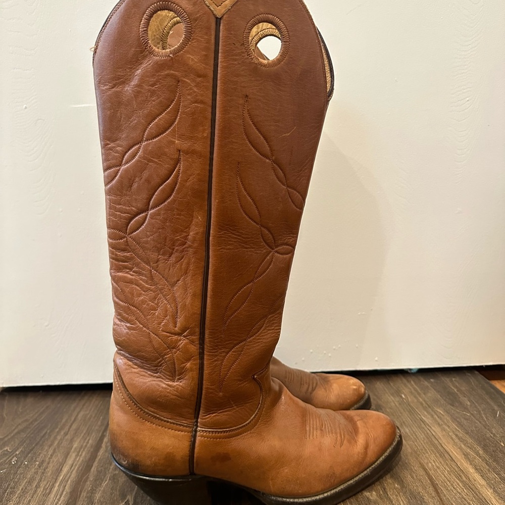 Tony Lama Western Cowboy Buckaroo 5089 Boots Mens 10.5 D Tall Brown Leather - Picture 2 of 7